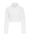Alaïa High Neck Cropped Long Sleeve Top In White