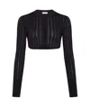 Alaïa Ribbed-knit Cropped Cardigan In Black