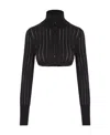 Alaïa Long Sleeved Knitted Cropped Cardigan In Black