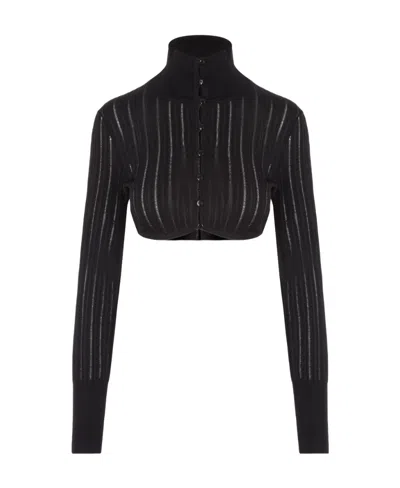 ALAÏA LONG-SLEEVED SHORT KNITTED CARDIGAN