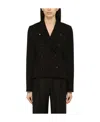 Alaïa Black Double-breasted Jacket In Wool Blend In Black