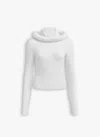 Alaïa Cropped Long Sleeve Hooded Knit Jumper In White