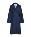 Alaïa Denim Trench Coat With Belt In Blue