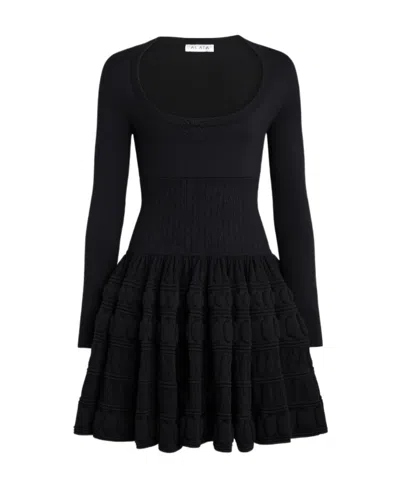 Alaïa Long-sleeved Wool Dress In Black