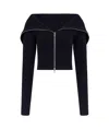 Alaïa Cropped Wraparound Cotton Hoodie In Black