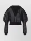 Alaïa Long-sleeved Linen And Silk Hooded Top In Black