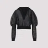 Alaïa Long-sleeved Linen And Silk Hooded Top In Black