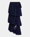 Alaïa Womens Ruffled High-waist Knitted Maxi Skirt Minuit In Minuit