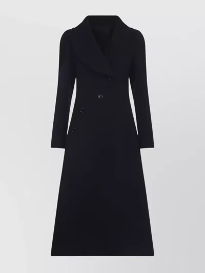 Alaïa Long Structured Coat Curved Design In Black