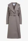 Alaïa Trench Coact Double Diagonal Women In Gray