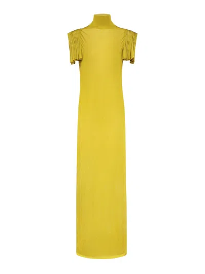 Alaïa Long Viscose Dress In Yellow