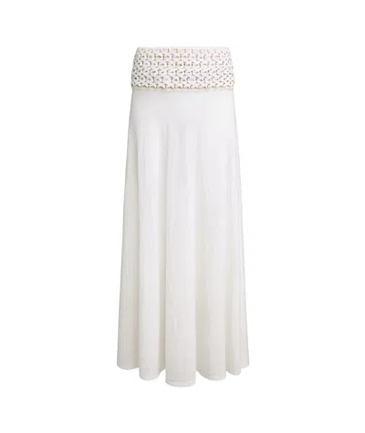 Alaïa Long Wool Knitted Skirt In White