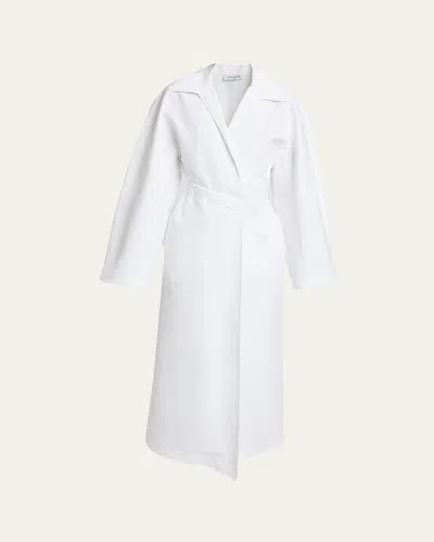 Alaïa Long Wrap Poplin Shirtdress In Blanc