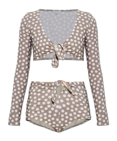 Alaïa Long-sleeve Bikini Set In Neutral