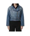 Alaïa Denim Jacket Reversible Design Buckle Belt In Blue