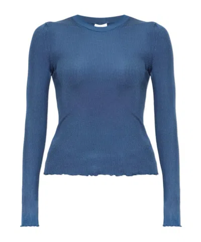 Alaïa Long-sleeve Knit Top In Blue