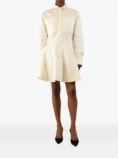 Pre-owned Alaïa Long-sleeve Pleated Mini Dress In Neutral