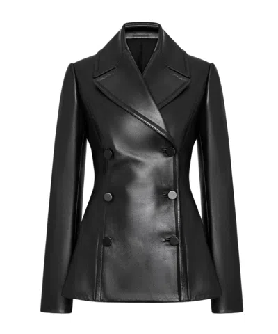 Alaïa Long-sleeved Leather Jacket In Black
