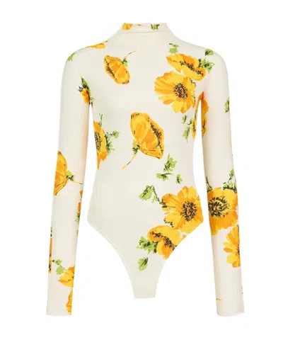 Alaïa Long-sleeved Patterned Bodysuit In Multi