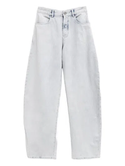 Alaïa Low Round Denim Jeans In Blue