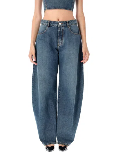 Alaïa Low Waist Round Jeans In Blue