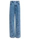 Alaïa Twisted Low Waist Denim Pants In Blue