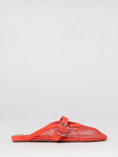 Alaïa Low-heeled Mules In Mesh Nylon And Suede With Strap In Orange