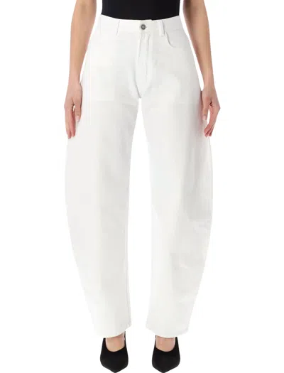 Alaïa Alaia Low-waist Curved Denim Jeans With Rounded Leg In White