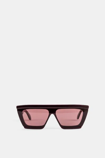 ALAÏA ALAIA LUNETTES DE SOLEIL MASK EN ACÉTATE BORDEAUX VERRES ROSES