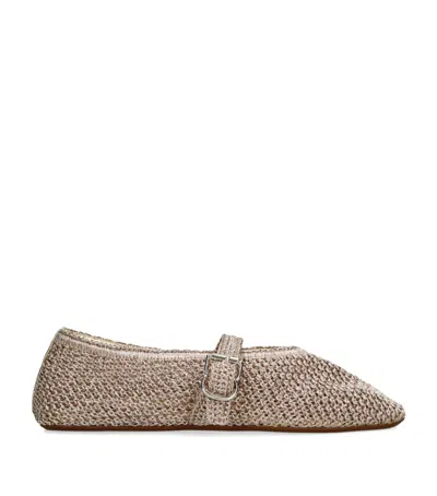 Alaïa Lurex Crochet Ballet Flats In Nude