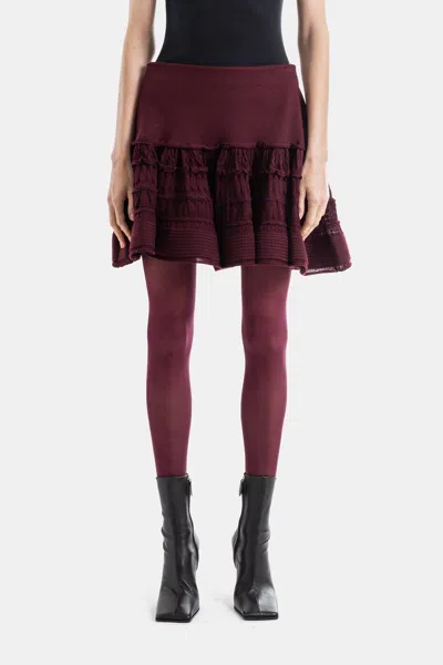 Alaïa Maison  Ruffle Mini Skirt In Red
