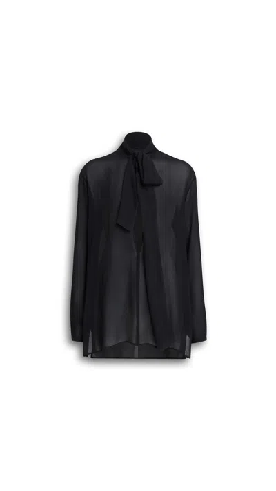 Alaïa Maison  Tie-neck Georgette Blouse In Black