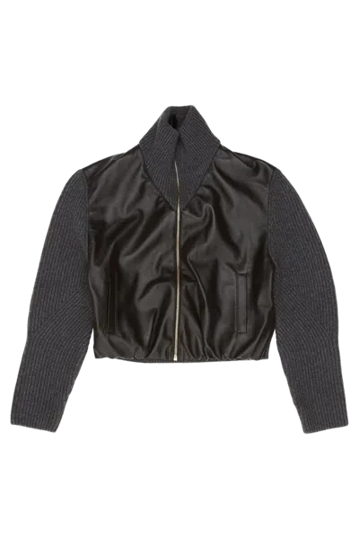 Alaïa Maison  Wool And Leather Hybrid Jacket In Black