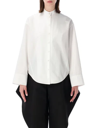 Alaïa Alaia Mandarin Collar Cotton Poplin Shirt In White