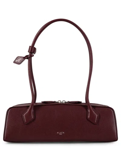 Alaïa Maroon Le Teckel Shoulder Bag In Burgundy