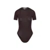 Alaïa Wool-blend Crewneck Bodysuit Top In Burgundy