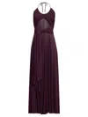 Alaïa Long Burgundy Draped Jersey Dress In Purple