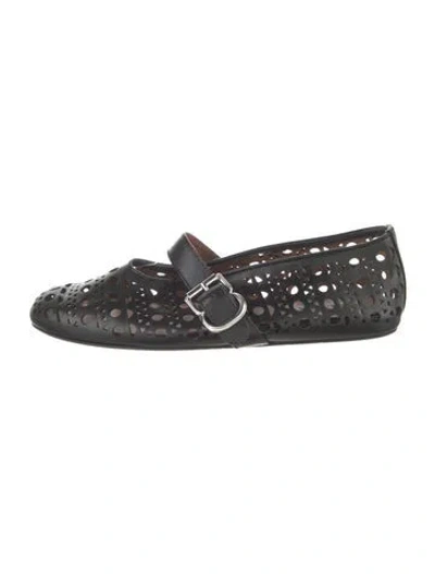 Pre-owned Alaïa Mary Jane Leather Mary Jane Flats In Black