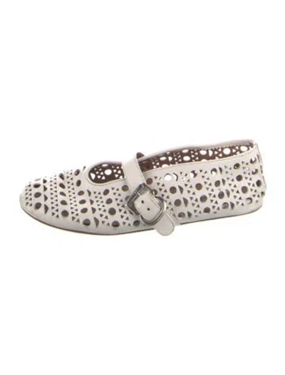 Pre-owned Alaïa Mary Jane Leather Mary Jane Flats In White