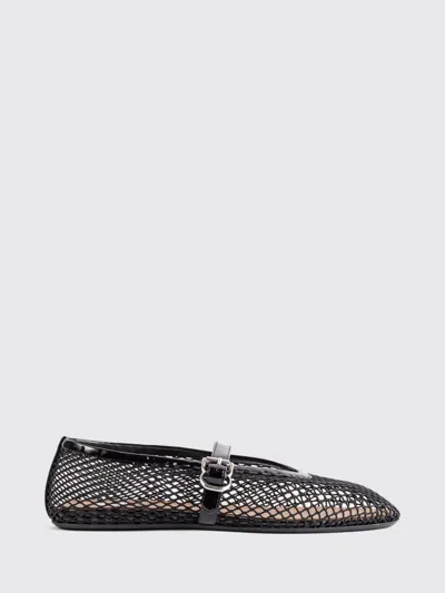 Alaïa Mary Jane Mesh And Patent Leather Ballerina Flats With Strap In Black