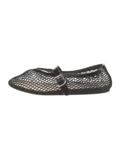 Pre-owned Alaïa Mary Jane Mesh Ballet Flats In Black