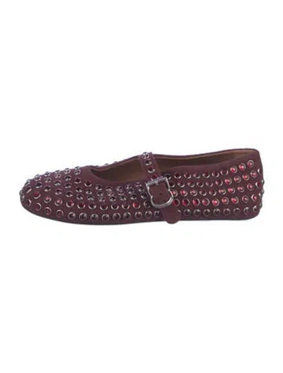 Pre-owned Alaïa Mary Jane Suede Mary Jane Flats In Burgundy