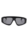 Alaïa Rectangular Frame Sunglasses Dark Lenses In Black