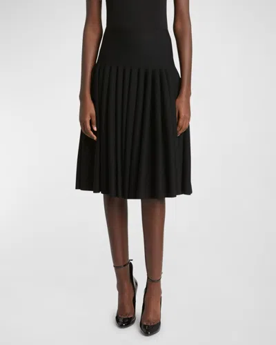 Alaïa Max Pleated Midi Skirt In Noir Alaia