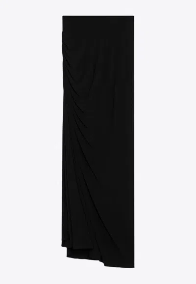 ALAÏA MAXI DRAPED FITTED SKIRT
