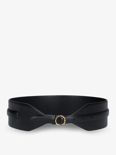 Alaïa Maxi Leather Belt With Metal Buckle In Black