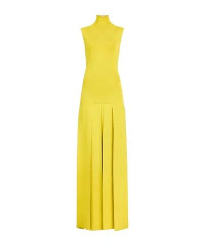 Alaïa Maxi Pleated Dress In Yellow