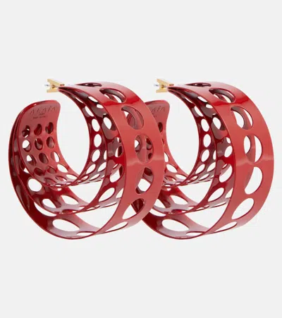Alaïa Medium Hoop Earrings In Rouge