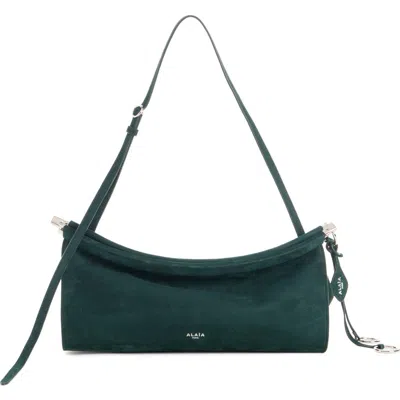 Alaïa Medium Le Click East/west Nubuck Shoulder Bag In Green