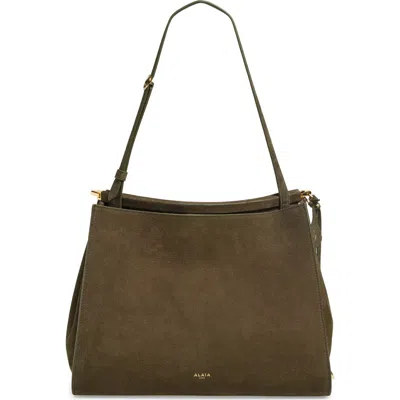 Alaïa Medium Le Click Suede Shoulder Bag In Brown